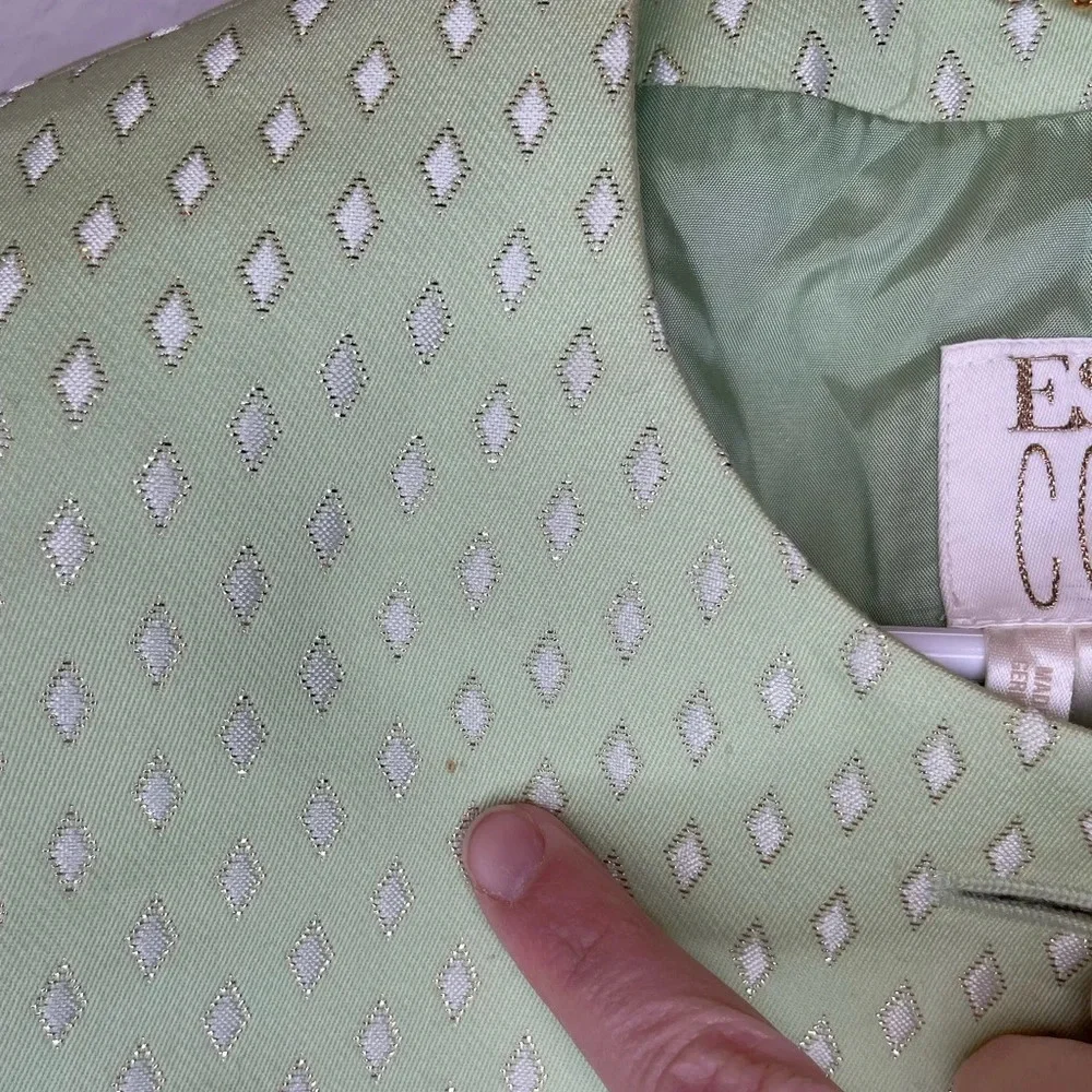 ESCADA Couture Women's Light Green Blazer Jacket Diamond Pattern Size 40